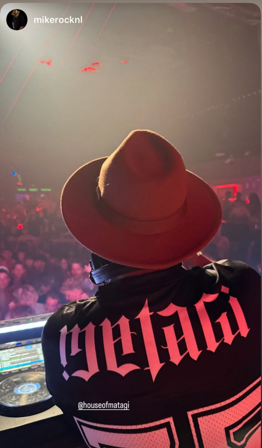 MATAGI jersey worn by a DJ in a club setting